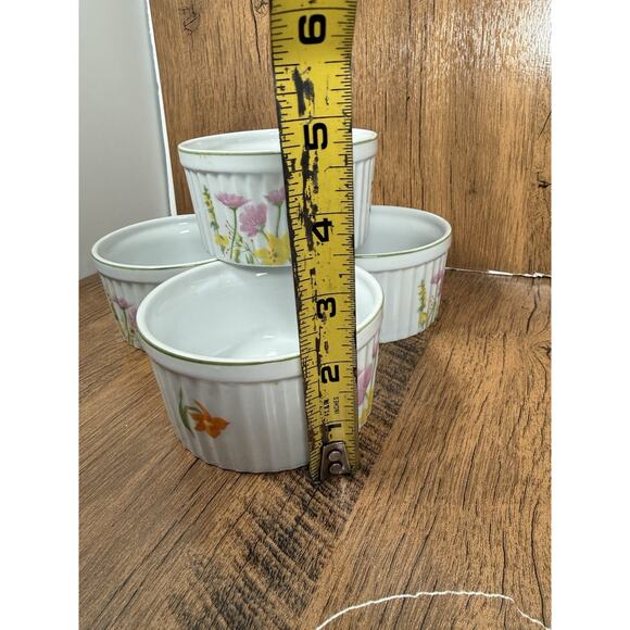 Set OF 4 Seymour Manning Day Lily Eda Baking Dish Fine China Ramekins - Picture 3 of 4